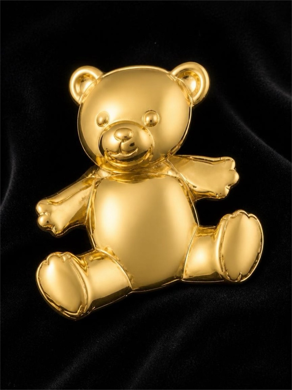 Vintage Shiny Gold Teddy Bear Pin Moves At Neck